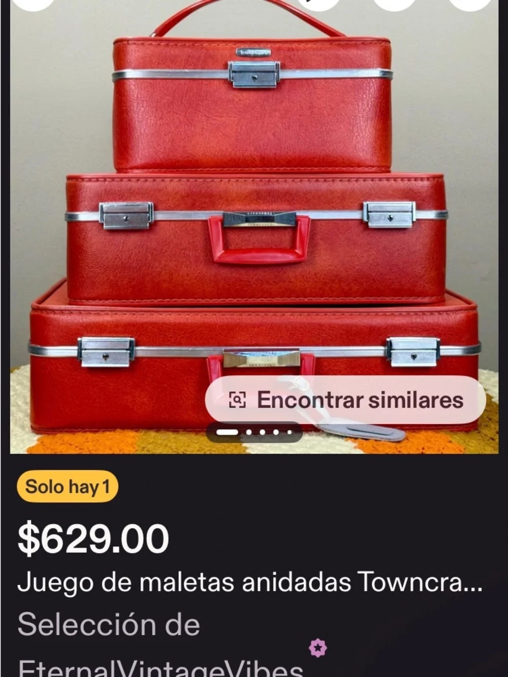 Vintage Red Nested Travel Case Set with Silver Trim Unisex